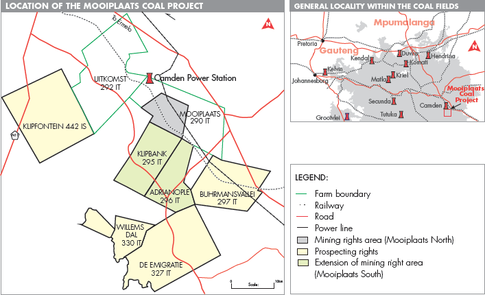 Map indicating location of Mooifontein properties